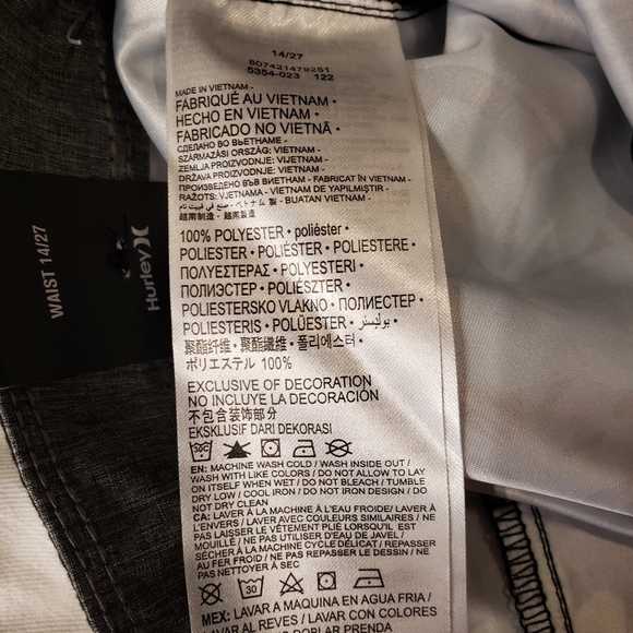 Hurley Mens Board Swim Skater summer Trunks Black Hawaiian Flowers Sz 14/27 - Picture 9 of 10